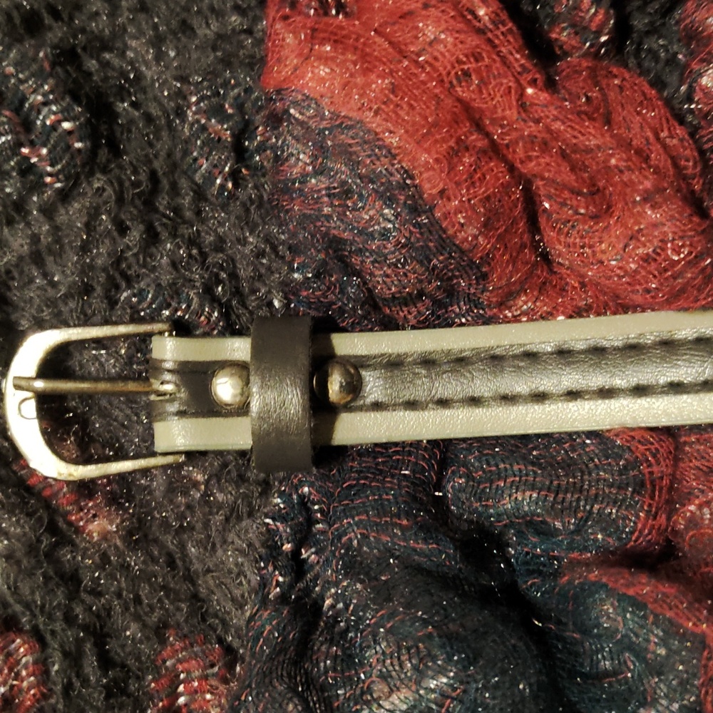 Gray striped belt